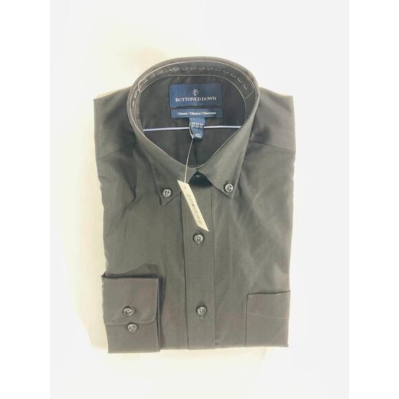 NWT Buttoned Down Black Classic Long Sleeve Button Down Shirt Men's Size 14.5 34 - Picture 1 of 6